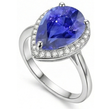 Natural Earth Mined Diamond Jewellery Halo Ceylon Sapphire Ring 4 Carats