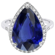 Natural Earth Mined Diamond Jewellery Halo Oval Ceylon Sapphire Ring 7.50 Carats