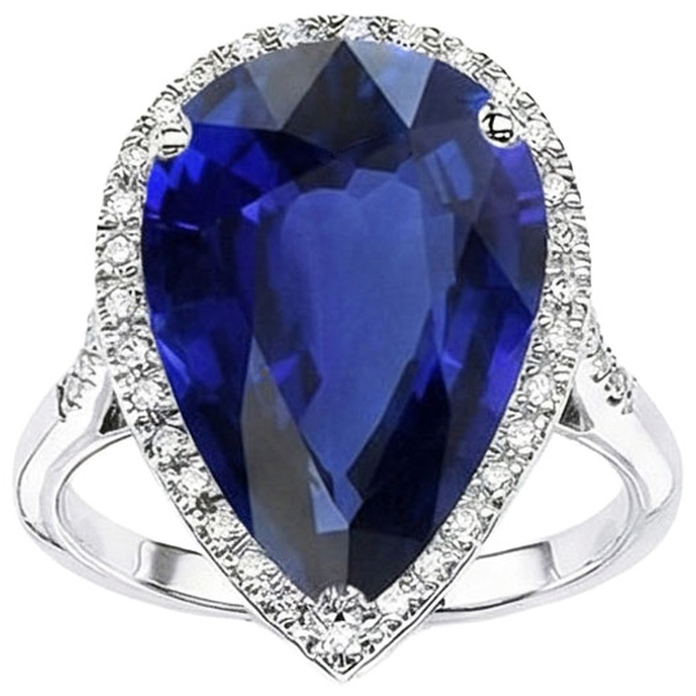 Natural Earth Mined Diamond Jewellery Halo Oval Ceylon Sapphire Ring 7.50 Carats