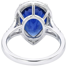 Natural Earth Mined Diamond Jewellery Halo Oval Ceylon Sapphire Ring 7.50 Carats