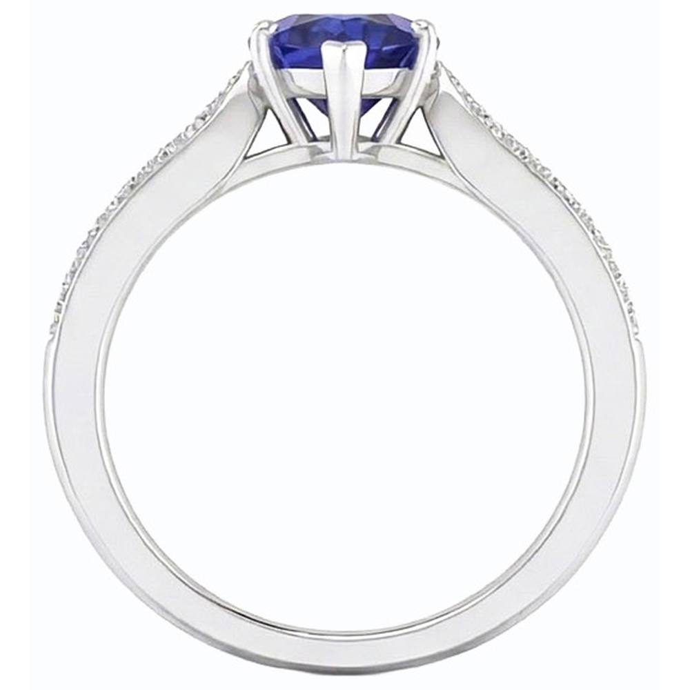 Natural Earth Mined Diamond Jewellery Heart Ceylon Sapphire Ring 2.50 Carats Accented