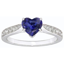 Natural Earth Mined Diamond Jewellery Heart Ceylon Sapphire Ring 2.50 Carats Accented