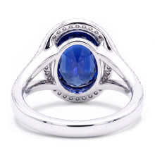 Natural Earth Mined Diamond Jewellery Oval Ceylon Sapphire Ring Split Shank 4.50 Carats