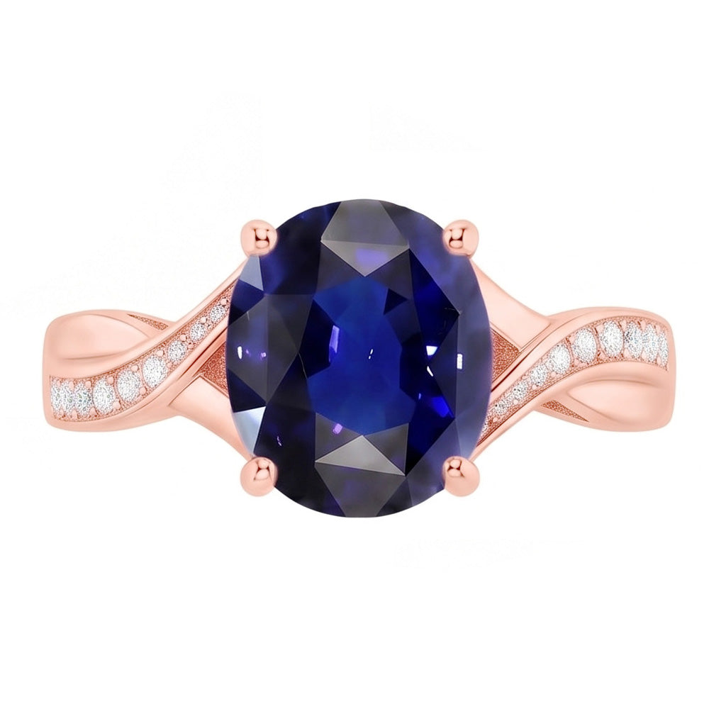 Natural Earth Mined Diamond Jewellery Oval Cut Deep Blue Sapphire Ring 3 Carats