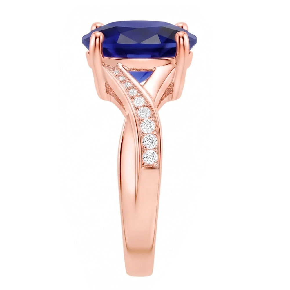 Natural Earth Mined Diamond Jewellery Oval Cut Deep Blue Sapphire Ring 3 Carats