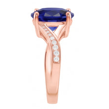 Natural Earth Mined Diamond Jewellery Oval Cut Deep Blue Sapphire Ring 3 Carats