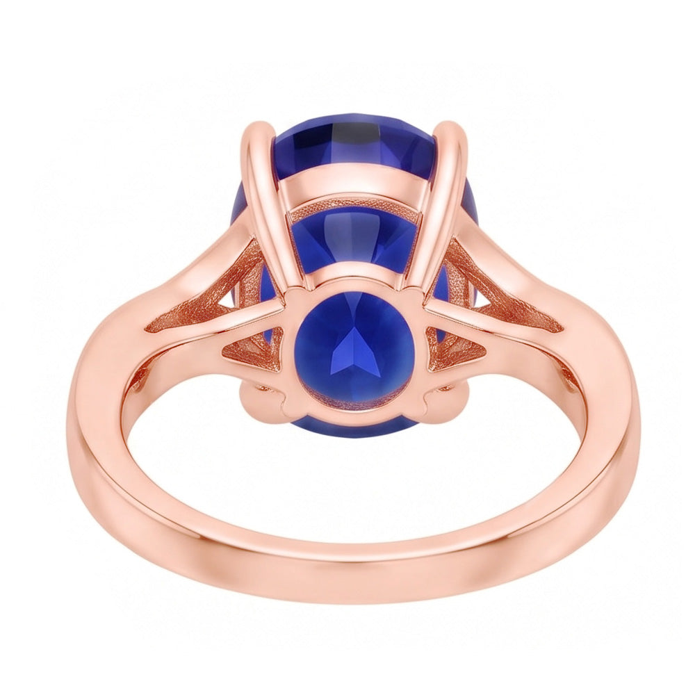 Natural Earth Mined Diamond Jewellery Oval Cut Deep Blue Sapphire Ring 3 Carats