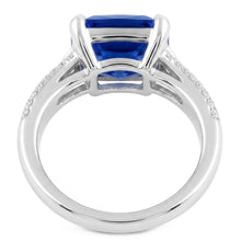 Natural Earth Mined Diamond Jewellery Radiant Sapphire Ring Pave Split Shank 4 Carats