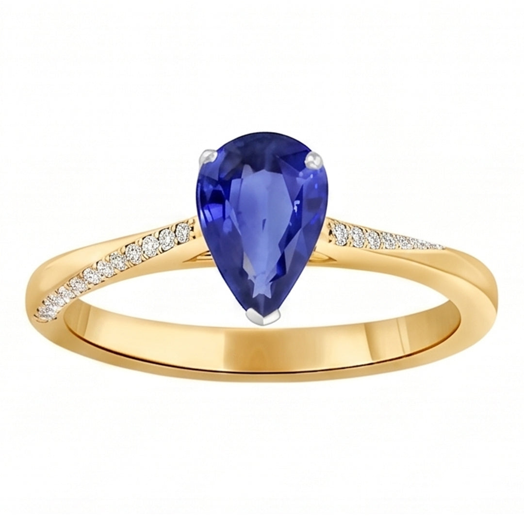 Natural Earth Mined Diamond Jewellery Ring Pear Shaped Ceylon Sapphire 2.50 Carats
