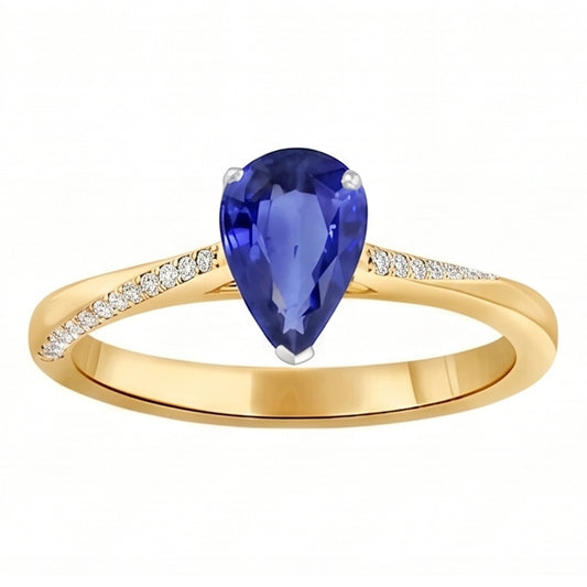 Natural Earth Mined Diamond Jewellery Ring Pear Shaped Ceylon Sapphire 2.50 Carats