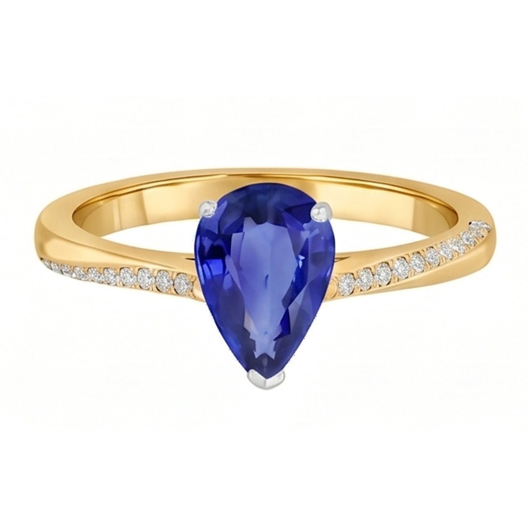 Natural Earth Mined Diamond Jewellery Ring Pear Shaped Ceylon Sapphire 2.50 Carats