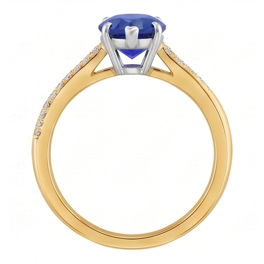 Natural Earth Mined Diamond Jewellery Ring Pear Shaped Ceylon Sapphire 2.50 Carats