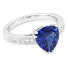 Natural Earth Mined Diamond Jewellery Trillion Cut Blue Sapphire Ring Double Prong 2 Carats