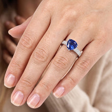 Natural Earth Mined Diamond Jewellery Trillion Cut Blue Sapphire Ring Double Prong 2 Carats