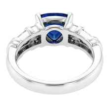 Natural Earth Mined Diamond Jewellery Trillion Sapphire Ring 2 Carats 14K White Gold
