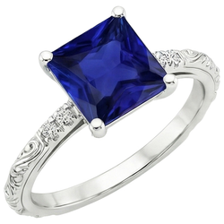 Natural Sapphire Ring 5.25ct - White Gold 14K