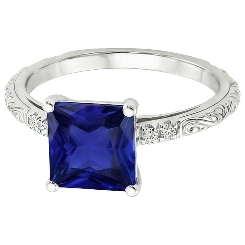 natural round sapphire 5.25ct ring close up detail