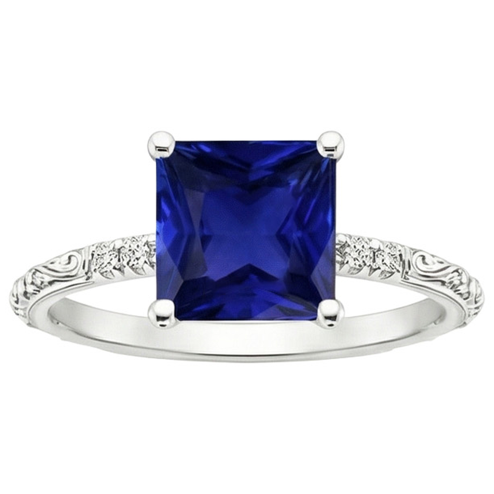 natural round sapphire 5.25ct ring profile view