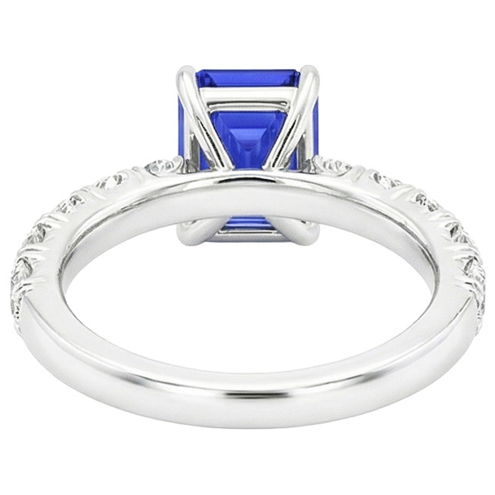 Natural Earth Mined Diamond Pave Setting Ring Emerald Ceylon Sapphire 5 Carats