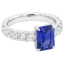 Natural Earth Mined Diamond Pave Setting Ring Emerald Ceylon Sapphire 5 Carats