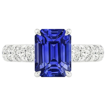 Natural Earth Mined Diamond Pave Setting Ring Emerald Ceylon Sapphire 5 Carats