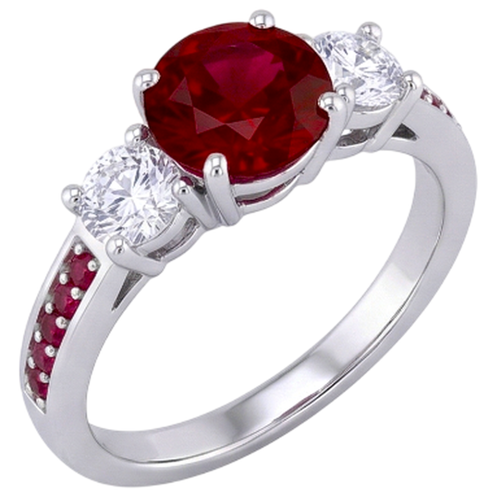 Natural Earth Mined Diamond Ring 1.07 Carats Burmese Ruby Women Jewellery New