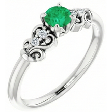 Natural Earth Mined DIAMOND ( NOT LAB GROWN ) Ring 1.10 Carats Green Emerald Vintage Style Jewellery