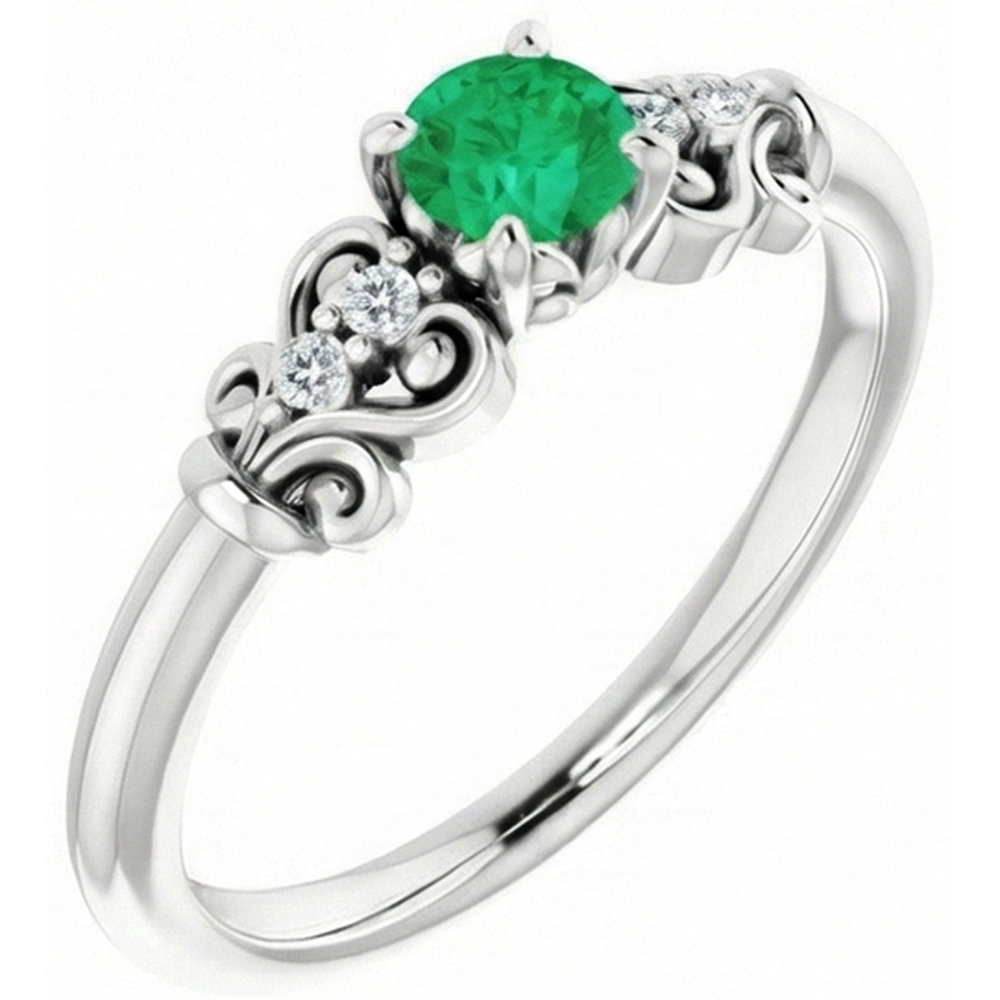 Natural Earth Mined DIAMOND ( NOT LAB GROWN ) Ring 1.10 Carats Green Emerald Vintage Style Jewellery