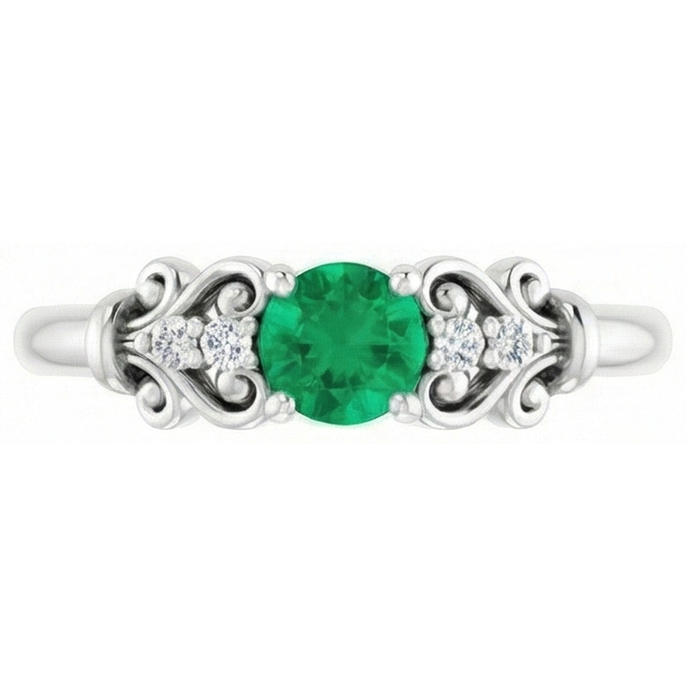 Natural Earth Mined DIAMOND ( NOT LAB GROWN ) Ring 1.10 Carats Green Emerald Vintage Style Jewellery