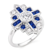 Natural Earth Mined Diamond Ring 2.50 Carats Antique Style Ceylon Blue Sapphire