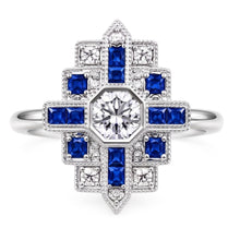 Natural Earth Mined Diamond Ring 2.50 Carats Antique Style Ceylon Blue Sapphire