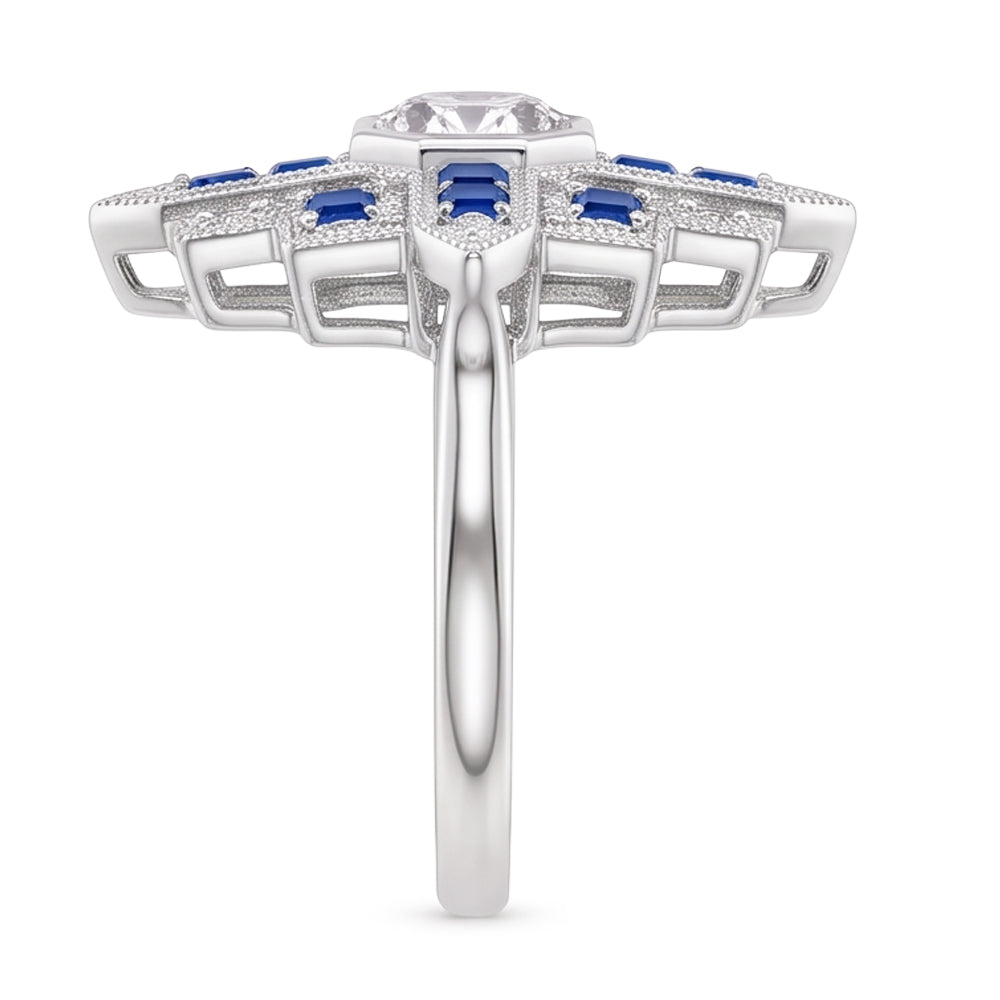 Natural Earth Mined Diamond Ring 2.50 Carats Antique Style Ceylon Blue Sapphire