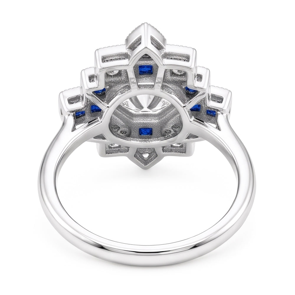 Natural Earth Mined Diamond Ring 2.50 Carats Antique Style Ceylon Blue Sapphire