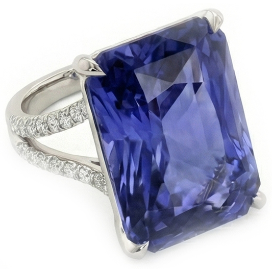 Natural Earth Mined Diamond Ring Big Sapphire Gemstone Jewellery 7.50 Carats Split Shank