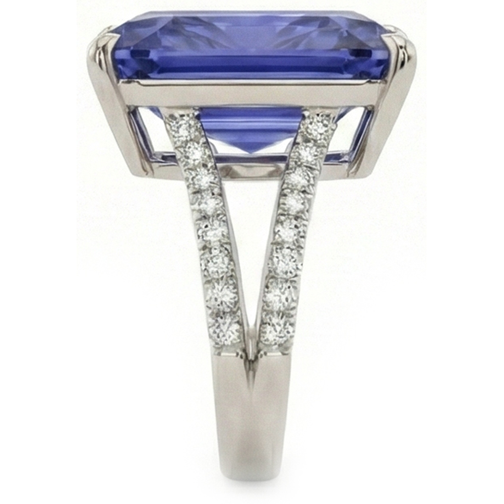 Natural Earth Mined Diamond Ring Big Sapphire Gemstone Jewellery 7.50 Carats Split Shank