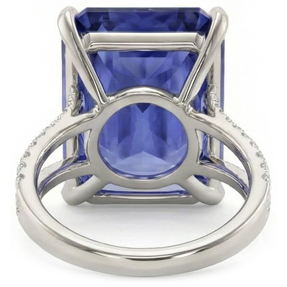 Natural Earth Mined Diamond Ring Big Sapphire Gemstone Jewellery 7.50 Carats Split Shank