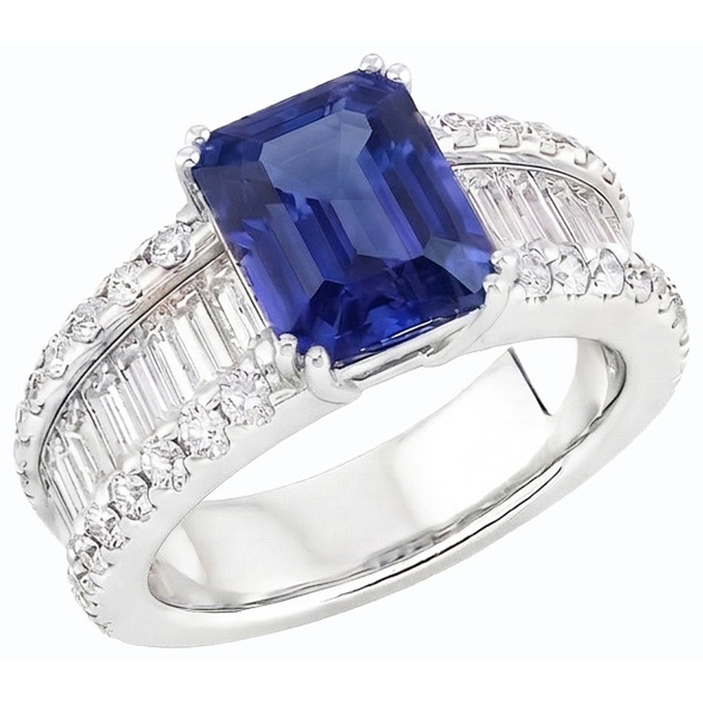 natural emerald sapphire 3.50ct ring top view