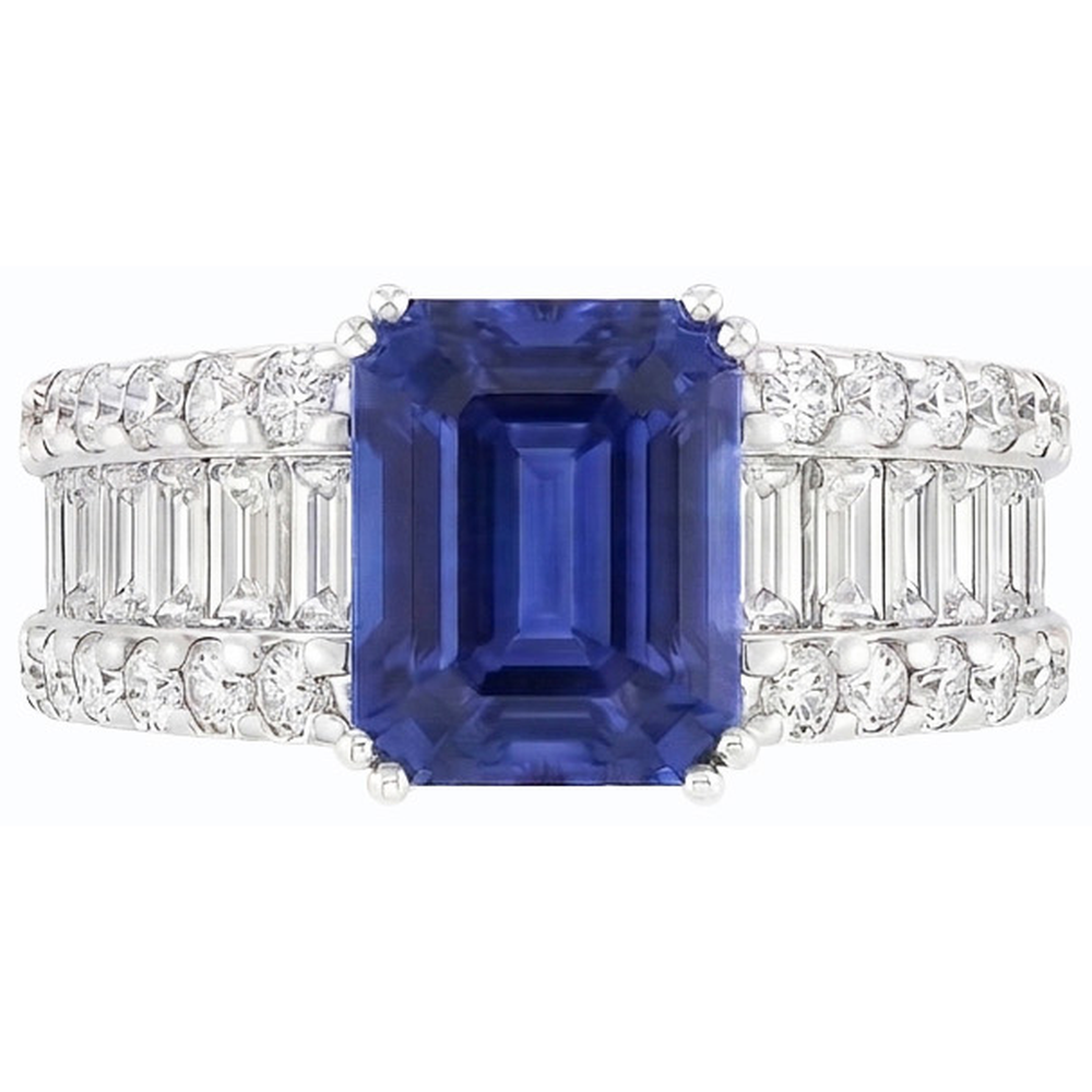 natural emerald sapphire 3.50ct ring front view