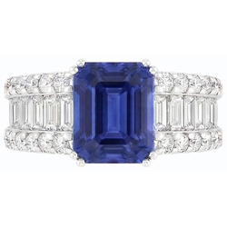 Natural Sapphire Ring 3.50ct - White Gold 14K