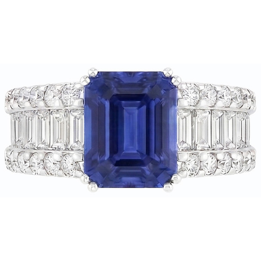 natural emerald sapphire 3.50ct ring front view