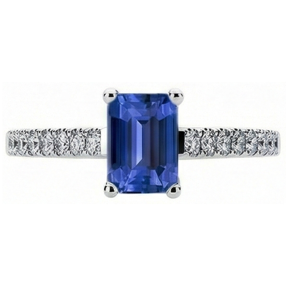 natural emerald sapphire 2.50ct ring profile view
