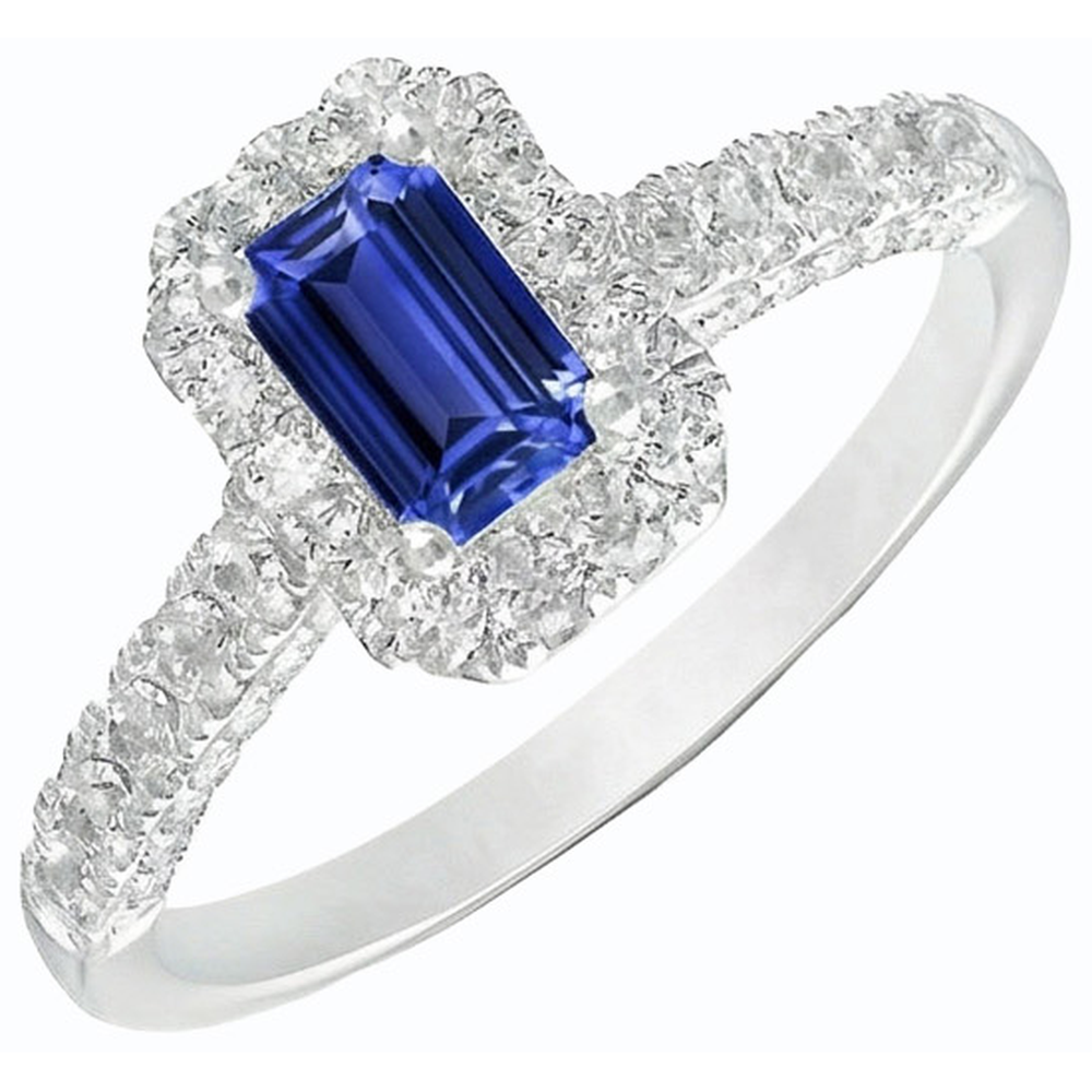 Natural Earth Mined Diamond Ring Halo Sri Lanka Sapphire Gold Wedding Jewellery 3 Carats