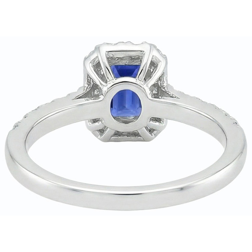 Natural Earth Mined Diamond Ring Halo Sri Lanka Sapphire Gold Wedding Jewellery 3 Carats