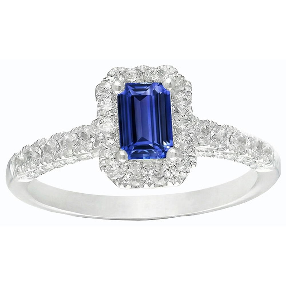 Natural Earth Mined Diamond Ring Halo Sri Lanka Sapphire Gold Wedding Jewellery 3 Carats