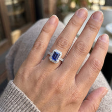 Natural Earth Mined Diamond Ring Halo Sri Lanka Sapphire Gold Wedding Jewellery 3 Carats