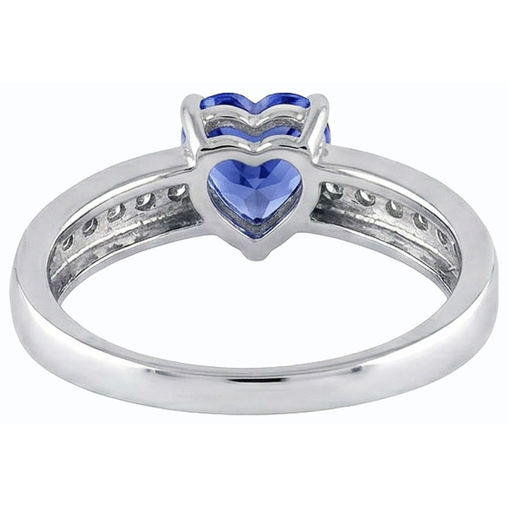 Natural Earth Mined Diamond Ring Heart Shaped Ceylon Sapphire 1.50 Carats Women's Jewellery