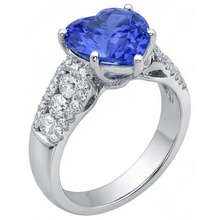 Natural Earth Mined Diamond Ring Heart Shaped Light Blue Sapphire Jewellery 5.50 Carats