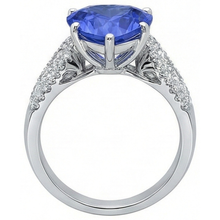 Natural Earth Mined Diamond Ring Heart Shaped Light Blue Sapphire Jewellery 5.50 Carats
