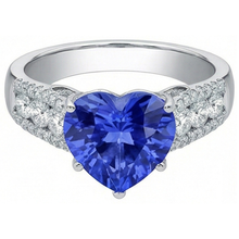 Natural Earth Mined Diamond Ring Heart Shaped Light Blue Sapphire Jewellery 5.50 Carats