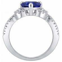 natural round sapphire 3.50ct ring on white background